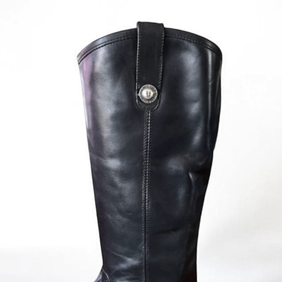 🌻NEW FRYE Melissa Button Equestrian Style Black Leather Boots || Size 5.5 - Picture 2 of 12